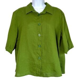 United Colors of Benetton Linen Boxy Fit Top Sz L Coastal Resort European Summer